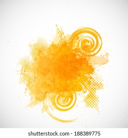 Abstract blots. Watercolor Background . Vector Illustration .Grunge orange stamp. Textured circle