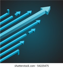 Abstract blue 3d arrows vector background