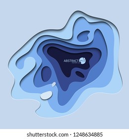 Abstract blue 3D background. The effect of cut paper. Layout for brochures, flyers, or invitations. Vector illustration.