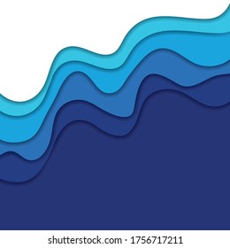 Abstract  blue 3D background with figures cut from paper. Vector illustration.