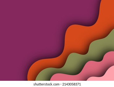 Abstract blue 3D background with figures cut from paper. Vector illustration.