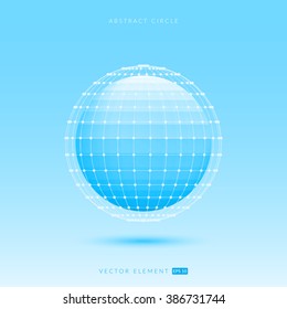 Abstract blue 3d circle with mesh.