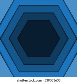 Abstract blue 3d hexagon background. Vector Illustration