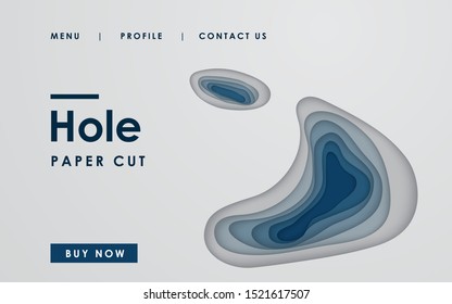 Abstract blue 3D hole paper cut background