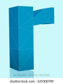 Abstract Blue 3D polygonal 0 with reflection. Low poly alphabet collection. EPS 10 vector illustration.