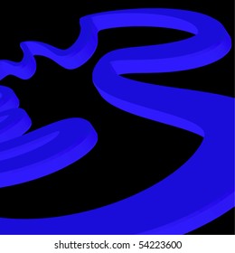 Abstract blue 3d shape on black background. Vector