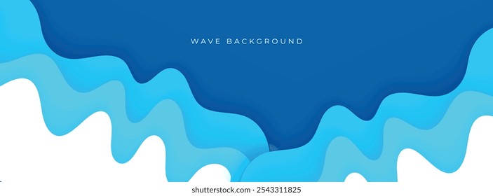 Diseño de estilo de papercut de fondo ondulado 3D azul Abstractas para Sitio web y texto de titular 