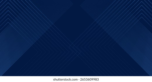 Abstract blue abackground with glowing arrow lines. Simple art shiny blue geometric lines design.  