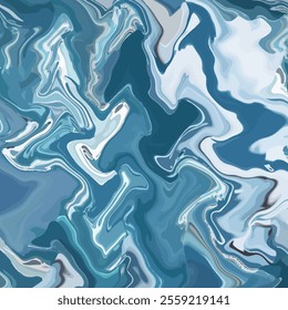 Abstract blue acrylic liquid marble surface design. colorful swirl on background. creative brush stroke art. illustration vector