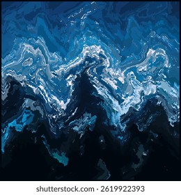 Abstract blue acrylic liquid marble surface design. colorful wavy on background. creative brush stroke art. illustration art