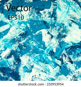 Abstract blue acrylic painted background. Vector illustration.