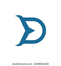 Abstract Blue Aerodynamic Letter D Design.
