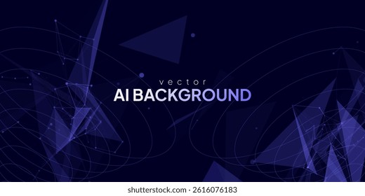  Abstract blue AI background with glowing geometric lines, digital particles and cyber tech vibes, ideal for web banners and hi-tech concepts.