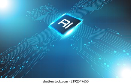 Abstract blue AI technology background with circuit board and  circle tech.Vector illustration