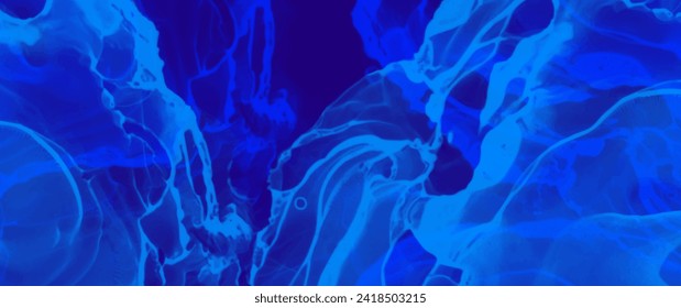 Resumen de fondo vectorial de tinta azul de alcohol para diseño de portada, tarjeta, volante, afiche e invitación. Dibujo manual de ilustración artística moderna. Arte fluido. Ilustración azul de textura futurista.
