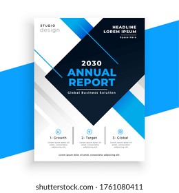 abstract blue annual report busienss brochure design template