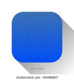 Abstract blue app icon, blank button template with flat designed shadow and gradient background for internet sites, web user interfaces (UI) and applications (apps). Vector illustration.
