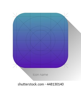 Abstract blue app icon, blank button template with flat designed shadow and gradient background for internet sites, web user interfaces and applications. Vector illustration.
