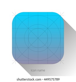 Abstract blue app icon, blank button template with flat designed shadow and gradient background for internet sites, web user interfaces and applications. Vector illustration.