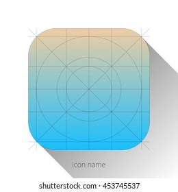 Abstract blue app icon, blank button template with flat designed shadow and gradient background for internet sites, web user interfaces (UI) and applications (apps). Vector illustration.