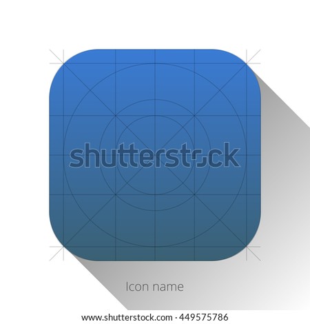 Abstract blue app icon, blank button template with flat designed shadow and gradient background for internet sites, web user interfaces and applications. Vector illustration.