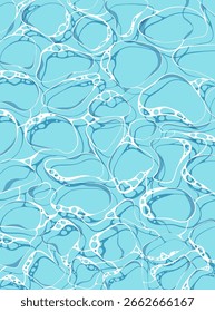 abstrakter blauer aquatischer Hintergrund mit Wassertropfen und Blase