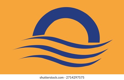 Arco azul Abstractas y ondas sobre fondo naranja