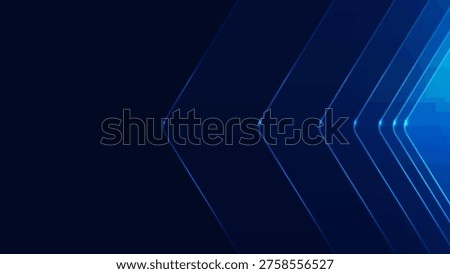 Abstract blue arrow background. Minimal digital lines. Geometric shapes move forward. Modern technology design for business, finance, investment growth and corporate presentations. Fast motion concept