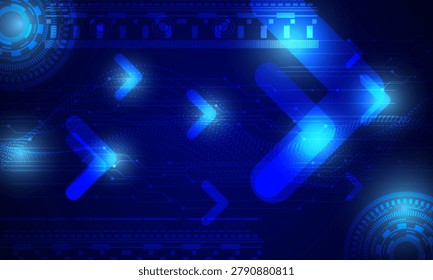abstract blue arrow circuit lines electronic cyberspace with circles futuristic background