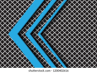 Abstract blue arrow direction on grey square mesh design modern futuristic background vector illustration.