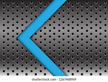 Abstract blue arrow direction on silver circle mesh design modern futuristic background vector illustration.