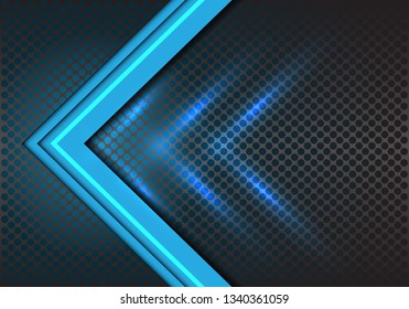 Abstract blue arrow direction on circle mesh design modern futuristic background vector illustration.