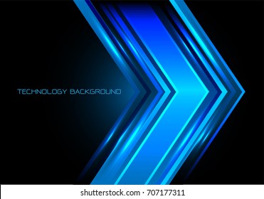 Abstract blue arrow glossy light on black design modern futuristic technology background vector illustration.