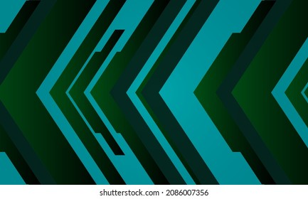 Abstract blue arrow glowing with lighting on green background technology hi-tech concept vector.