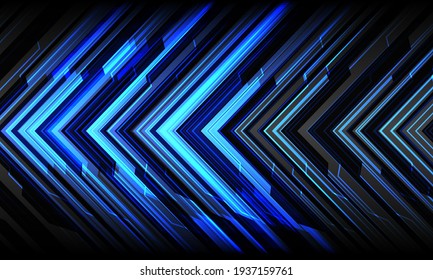 Resumen de la tecnología cibergeométrica de la flecha azul en dirección futurista en el diseño gris de la ilustración vectorial de fondo moderno.