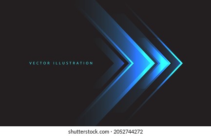 Abstract blue arrow light direction on dark grey design modern technology futuristic background vector illustration.