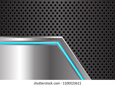 Abstract blue arrow light line on metal plate with gray circle mesh design modern futuristic background vector illustration.