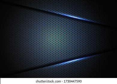 Abstract blue arrow light line with hexagon mesh pattern design modern futuristic background vector illustration.