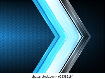 Abstract blue arrow light on hexagon mesh design background vector illustration.