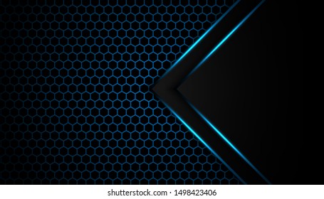 	
Flecha azul abstracta dirección de la sombra de la luz sobre el diseño de la malla hexagonal diseño de fondo futurista moderno. Ilustración vectorial.