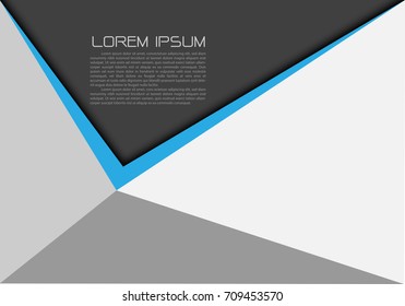Abstract blue arrow on gray triangle blank space for text place design modern futuristic background vector illustration.