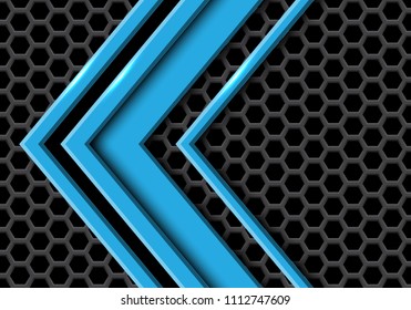 Abstract blue arrow overlap on hexagon mesh design modern futuristic background vector illustration.