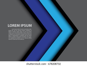 Abstract blue arrow overlap on gray blank space for text place design modern futuristic creative background vector illustration.