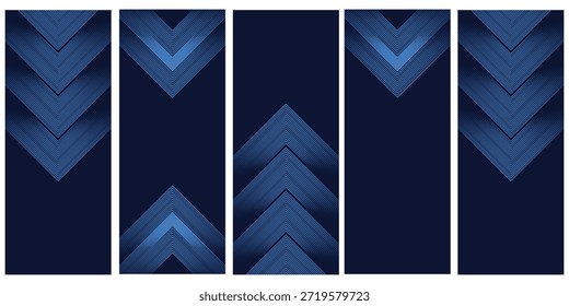 Patrones de flecha azul Abstractas, Formas geométricas, líneas oscuras, fondo moderno, decoración. Elemento de diseño oscuro y elegante con formas de flecha para gráficos simples o diseños sofisticados