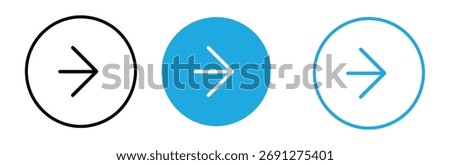 Abstract blue arrow pointing right within a blue circle