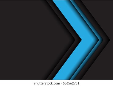 Abstract blue arrow shadow overlap on black design modern background vector illustration.