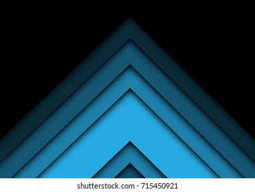 Abstract blue arrow tone overlap on black design modern futuristic background vector illustration.