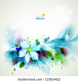  Abstract blue artistic Backgrounds with floral