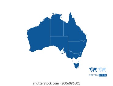 Abstract blue Australia map vector on white background.