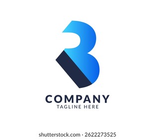 Abstract Blue B Letter Logo for Company Branding